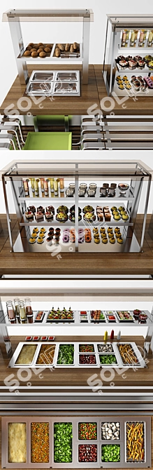 Regata Food Distribution Line: Display Stand, Refrigerated Showcase, Marmit 3D model image 2