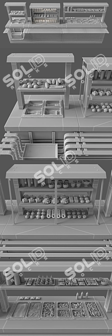 Regata Food Distribution Line: Display Stand, Refrigerated Showcase, Marmit 3D model image 3