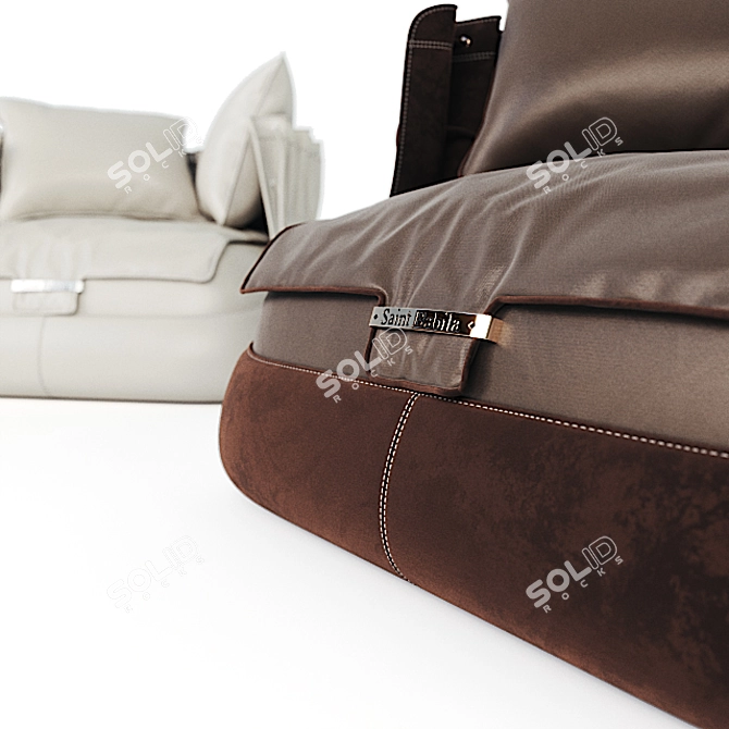 Elegant Babila Armchair: Leather & Fabric Blend 3D model image 3