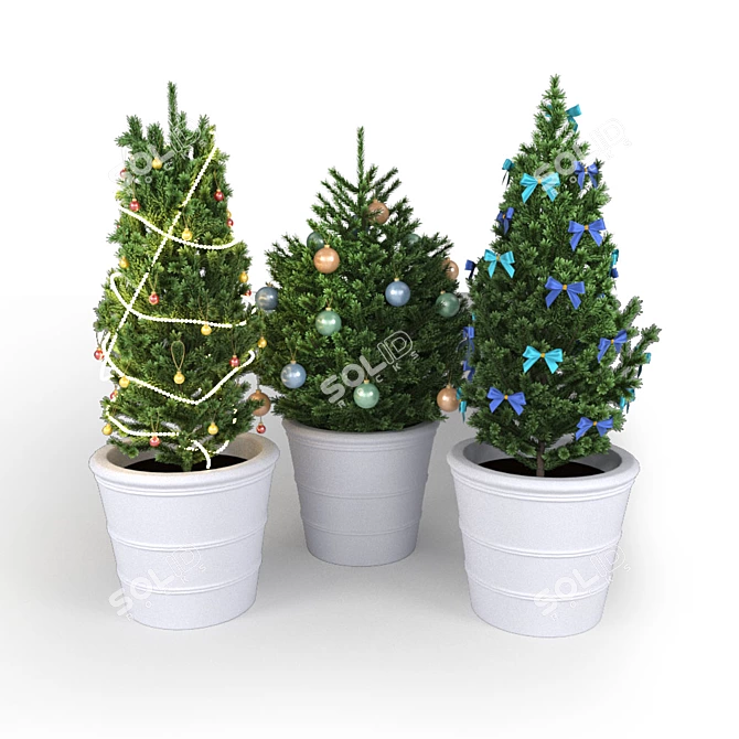 Festive Christmas Tree Decoration Set 3D model image 1