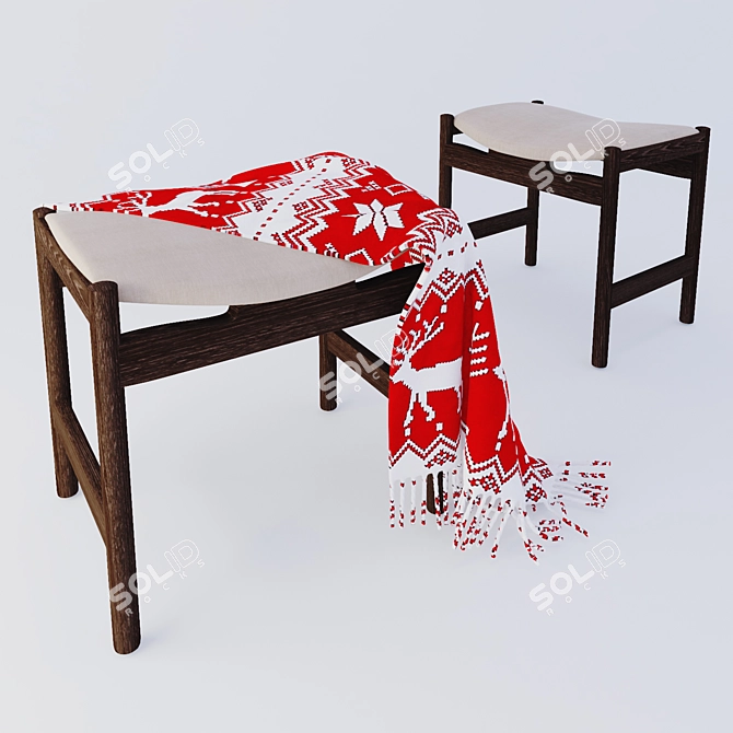 Cozy Textile Seat Stool 3D model image 1