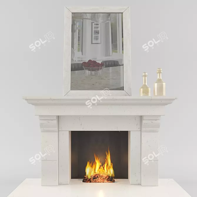 Reflective Flames: Contemporary Fireplace 3D model image 1