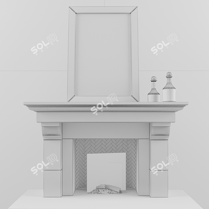 Reflective Flames: Contemporary Fireplace 3D model image 2
