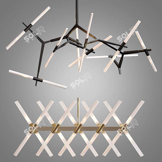 Elegant Agnes Chandelier Collection 3D model image 2