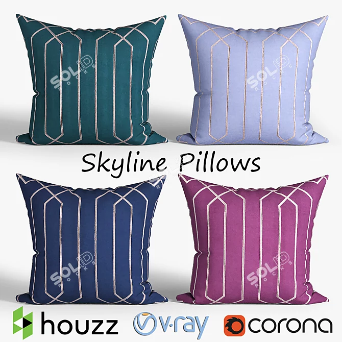 Skyline Decorative Pillow Set 3D model image 1