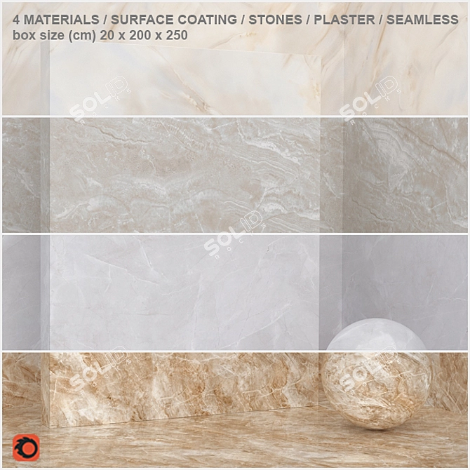 Seamless Stone and Plaster Set 3D model image 1