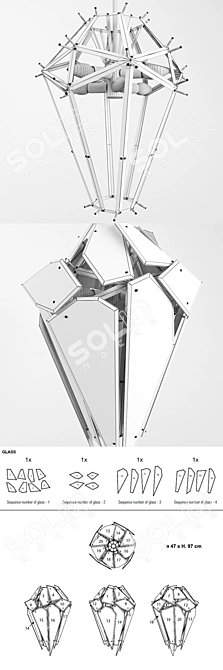 Elegant Shard Crystal Chandelier 3D model image 3