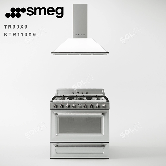 SMEG TR90X9 Stove & KTR110XE Exhaust 3D model image 1