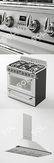 SMEG TR90X9 Stove & KTR110XE Exhaust 3D model image 2