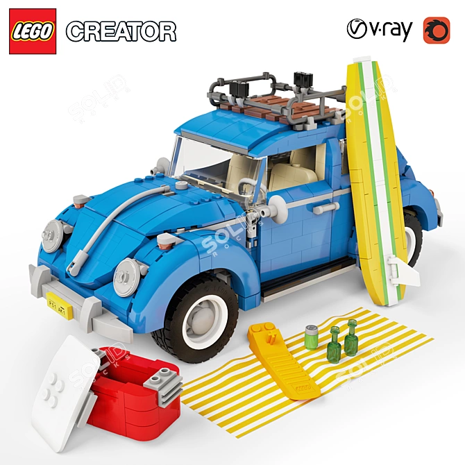 Detailed LEGO Creator Beetle: Perfect Decor for Kids Room 3D model image 1