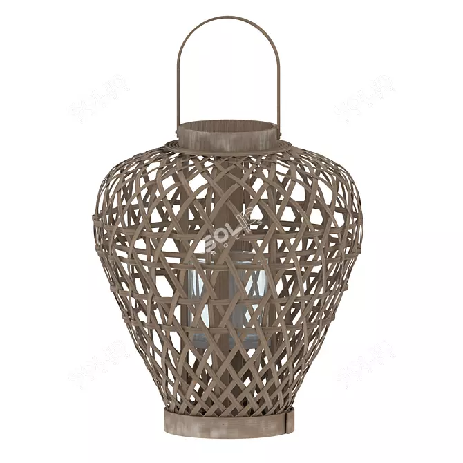 Coconio Wood Waterfall Lantern 3D model image 1
