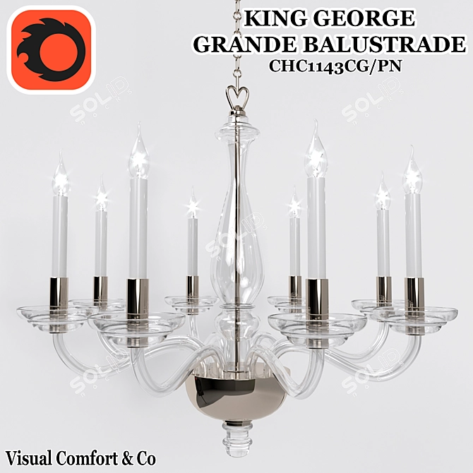 Royal George Balustrade – Elegant Ceiling Fixture 3D model image 1