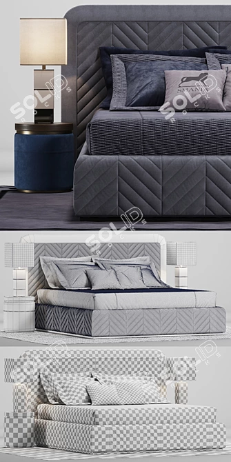 Elegant Harrison Bed 3D model image 2