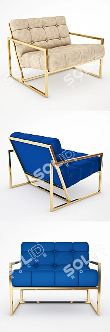 Luxury Gold Lounge Chair 3D model image 2