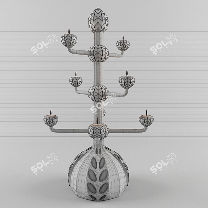 Gilded White Candle Holder 3D model image 3