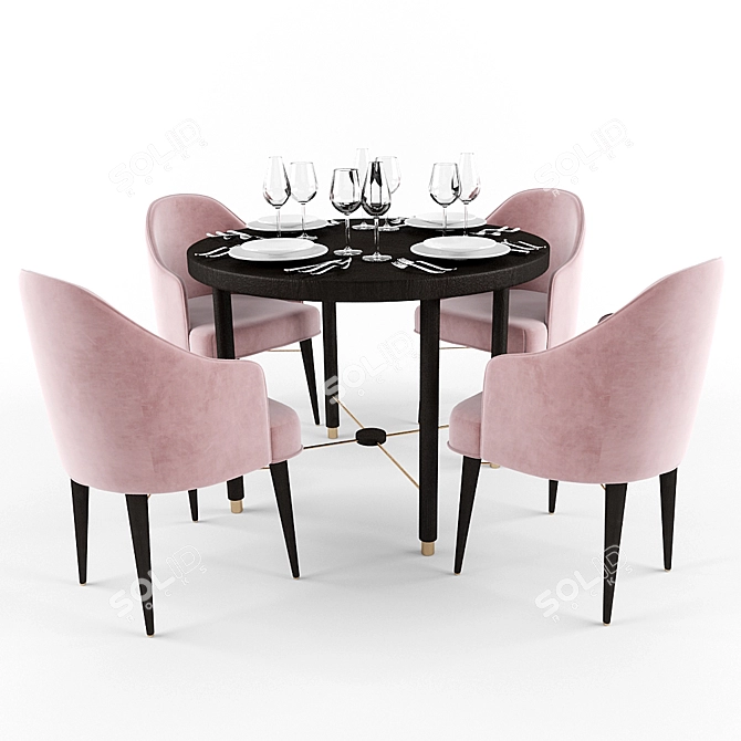 Elegant Dining Set: S010 Table, Y003 Chairs 3D model image 1