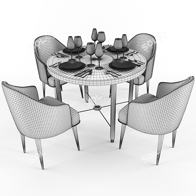 Elegant Dining Set: S010 Table, Y003 Chairs 3D model image 3