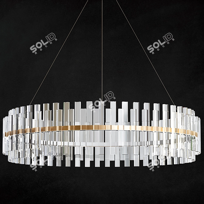 Elegant 4-Light Brass Pendant 3D model image 1