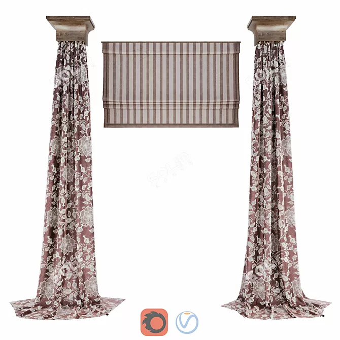 Elegant Curtain: Sophisticated Design 3D model image 1