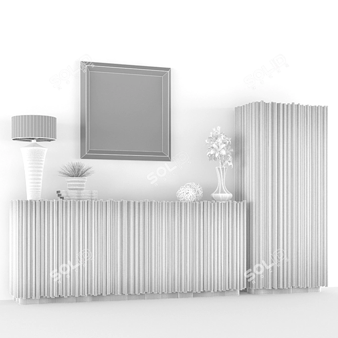Elegant Symphony Sideboard, Cabinet & Mirror Set 3D model image 3