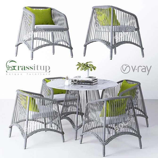 Modern Aira Dining Set 3D model image 1