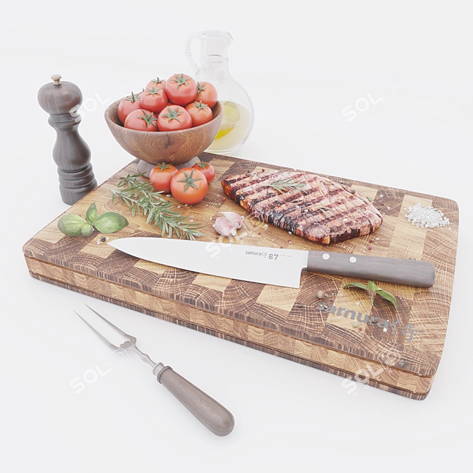 Steak Board: The Ultimate Man's Meal 3D model image 1