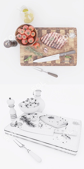 Steak Board: The Ultimate Man's Meal 3D model image 3