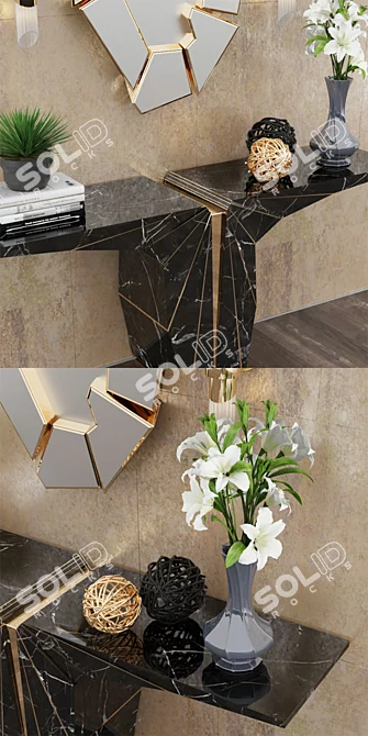 Luxury Console, Mirror & Wall Light Set 3D model image 2