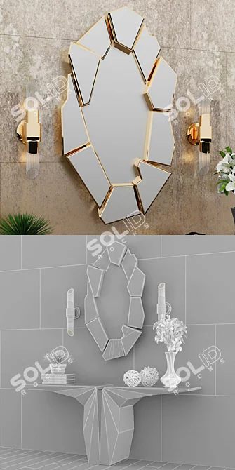 Luxury Console, Mirror & Wall Light Set 3D model image 3