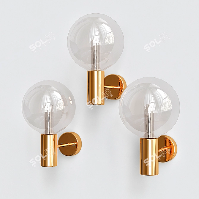 Elegant Brass Hanging Lamp 3D model image 1