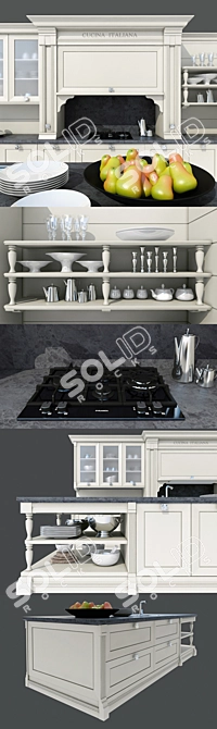 Elegant Cesar Etoile Kitchen 3D model image 3