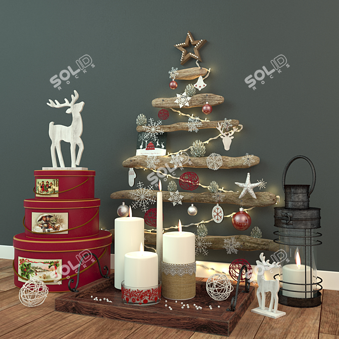 Festive Holiday Decor Set 3D model image 1