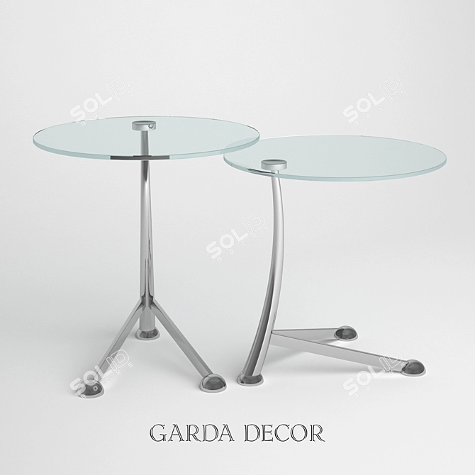 Sleek Silver Glass and Stainless Steel Magazine Table 3D model image 1