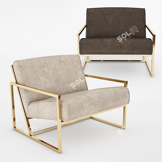 Sleek Frame Lounge Chair 3D model image 1