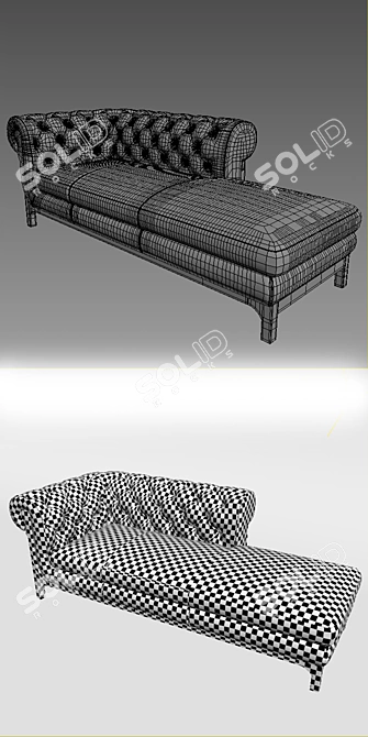 Cozy Chesterfield Cocoon Chaise 3D model image 3