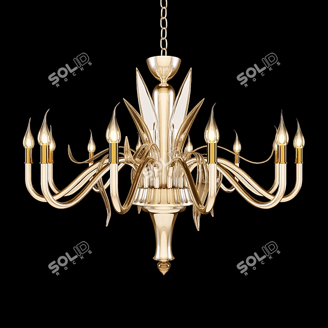 Elegant Murano Glass 12-Light Chandelier 3D model image 1