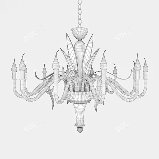 Elegant Murano Glass 12-Light Chandelier 3D model image 2