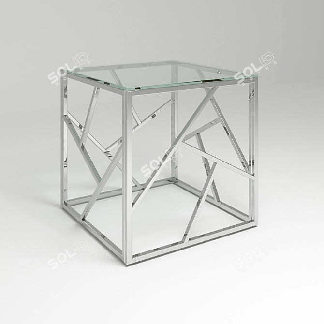 Modern Metal and Glass Lamp Table 3D model image 1