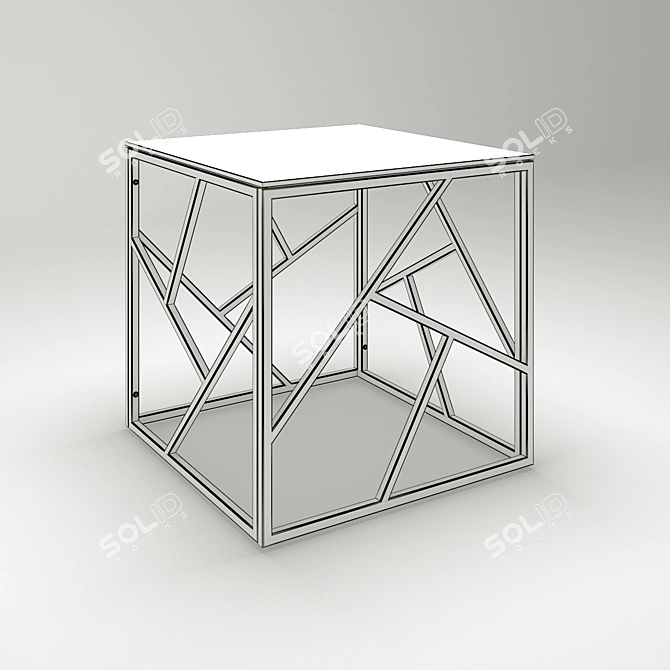 Modern Metal and Glass Lamp Table 3D model image 2