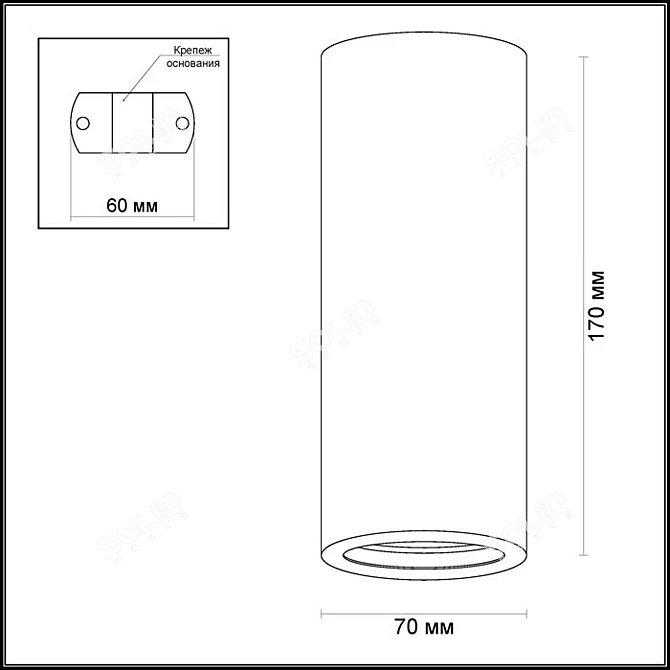 GIPS Ceiling Mounted Lamp | ODEON LIGHT 3553/1C, 3554/1C 3D model image 3