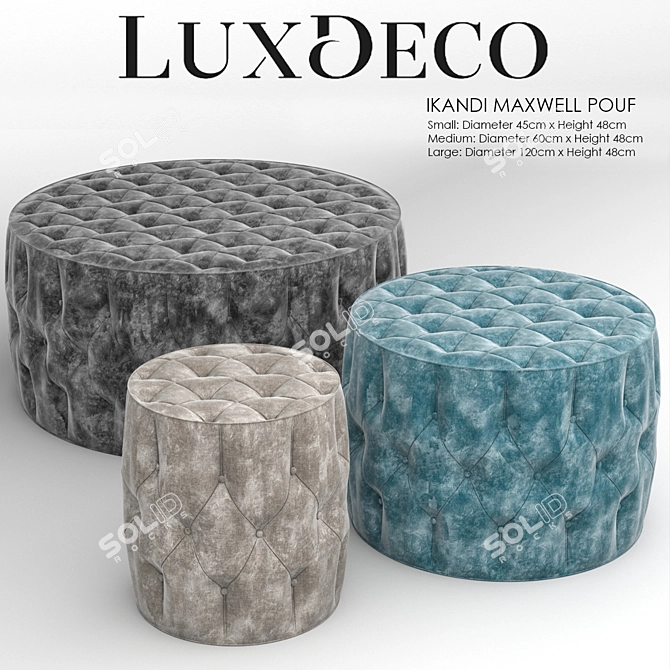 LuxeMax Maxwell Pouf: Stylish & Versatile Seating Solution 3D model image 1