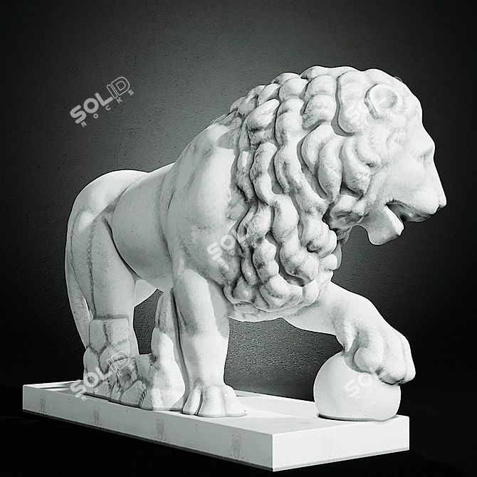 Majestic Lion Statue 3D model image 1