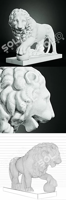 Majestic Lion Statue 3D model image 2