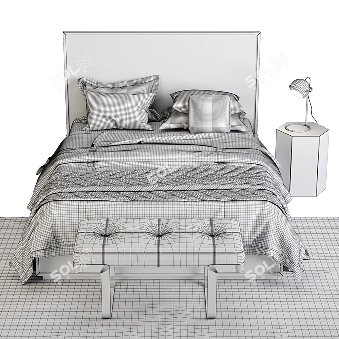 Elegant Meier Panel Bed 3D model image 3