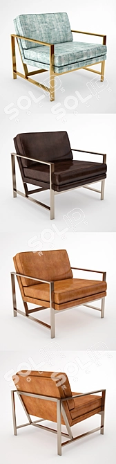 Modern Metal Frame Chair 3D model image 2