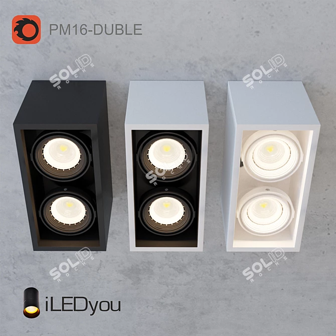 CUB-DUBLE Surface-Mounted Luminaire: Versatile, Efficient 3D model image 1