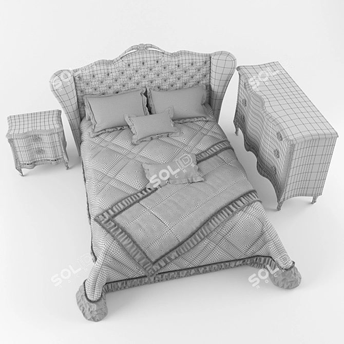 Piermaria Silver Night Collection: Bed, Dresser, Nightstand 3D model image 3