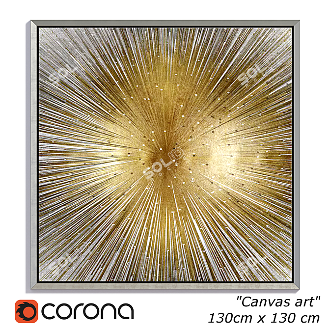 Kartina_027: Modern Radiant Silver Canvas Print 3D model image 2