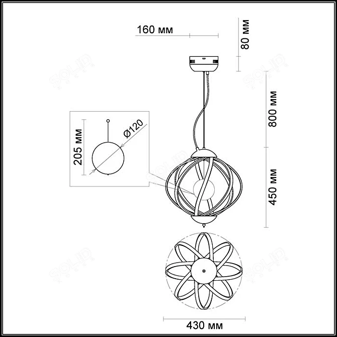 Elegant ODEON LIGHT Chandelier 3D model image 2