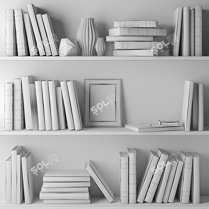 Dark-toned Books Set for Shelf Decor 3D model image 3